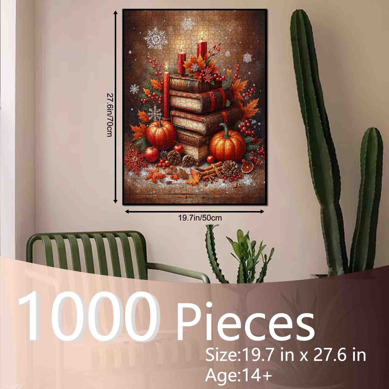 tucocoo-autumn-candle-pumpkin-book-stack-puzzle-1000teile-herbst image 5