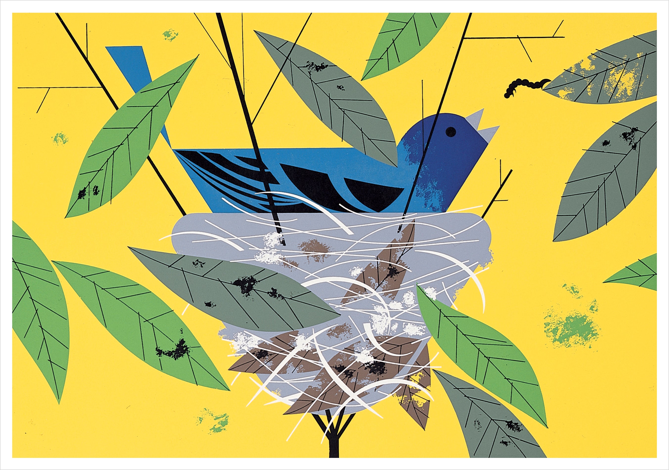 pomegranate-charley-harper-indigo-bunting-geburtstagskarte-vogel image 1