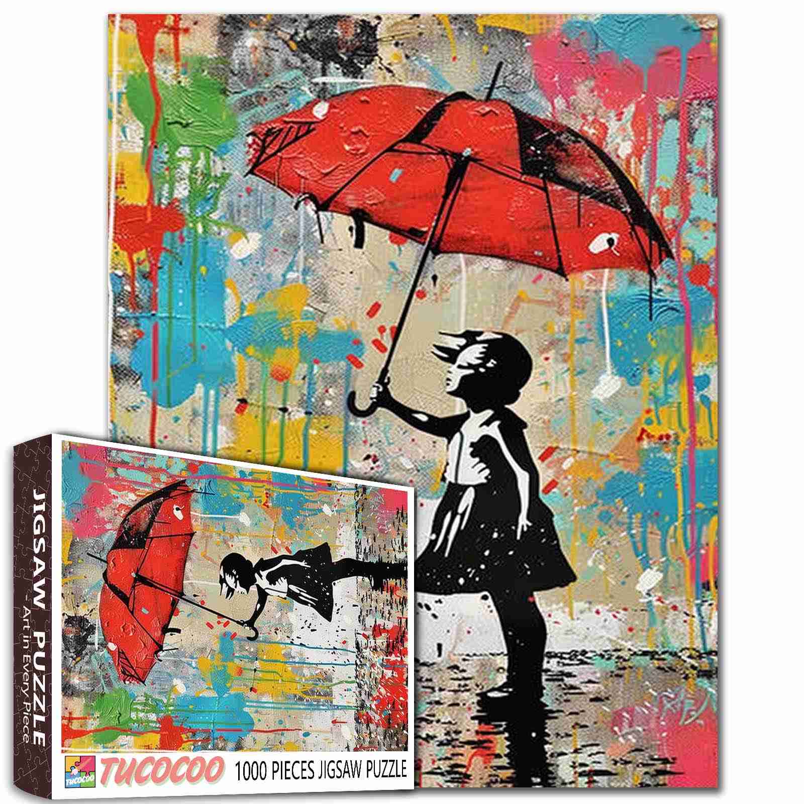 tucocoo-jigsaw-red-umbrella-girl-puzzle-1000-teile-graffiti image 1