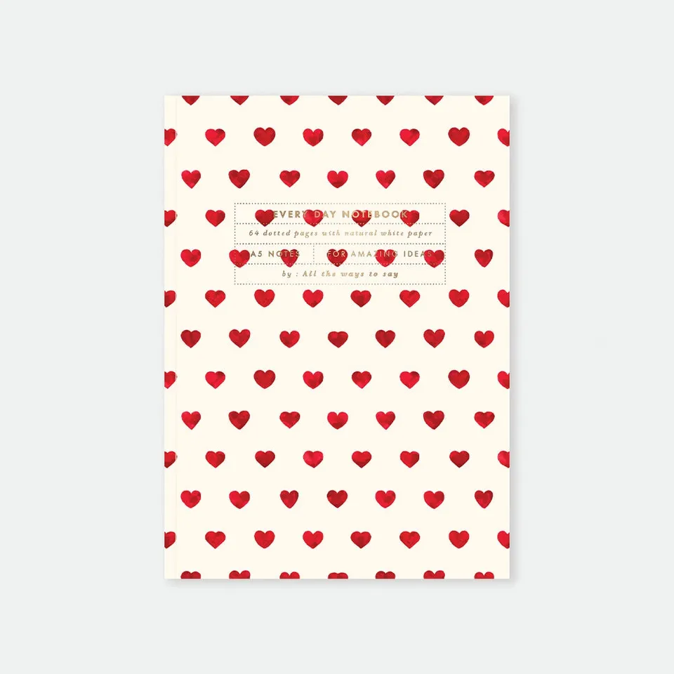 all-the-ways-to-say-new-hearts-notizbuch-a5-herzen-rot-creme image 1