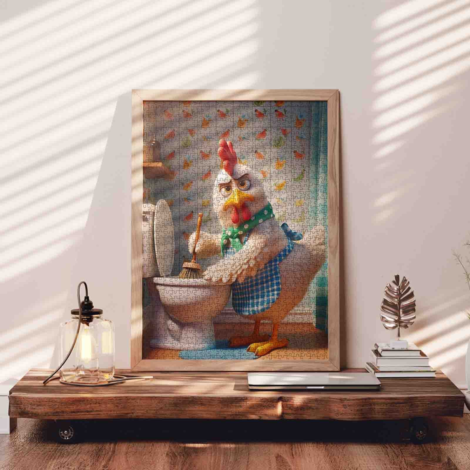 tucocoo-grumpy-chicken-cleaning-bathroom-puzzle-1000teile-huhn image 3
