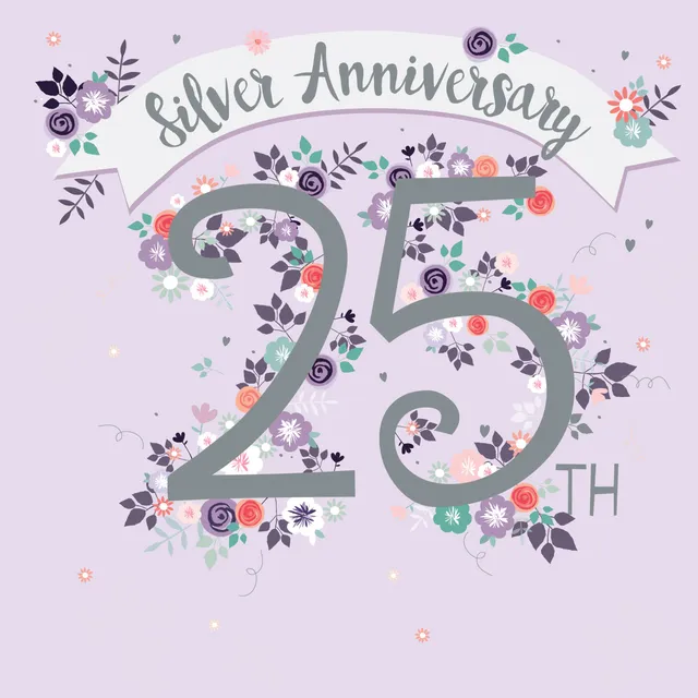 otter-house-anniversary-gru-karte-floral-silver-25-hochzeitstag image 1