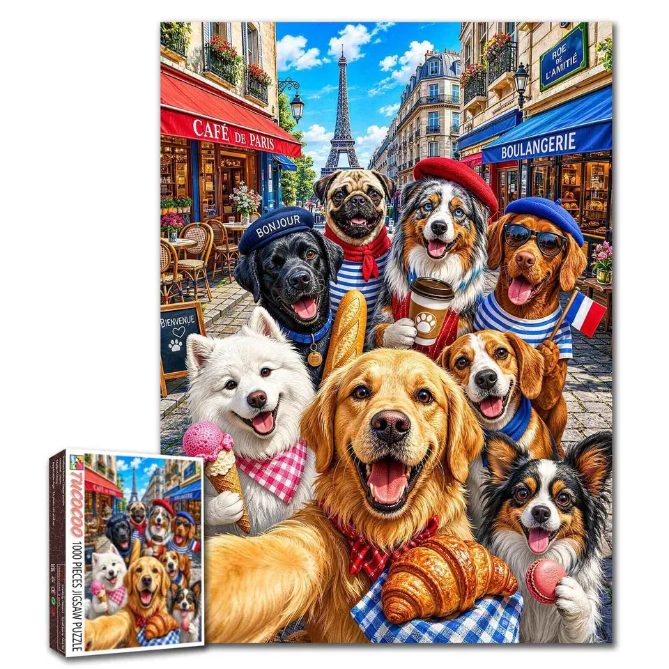 tucocoo-paris-caf-dog-friends-puzzle-1000-teile-hunde image 1