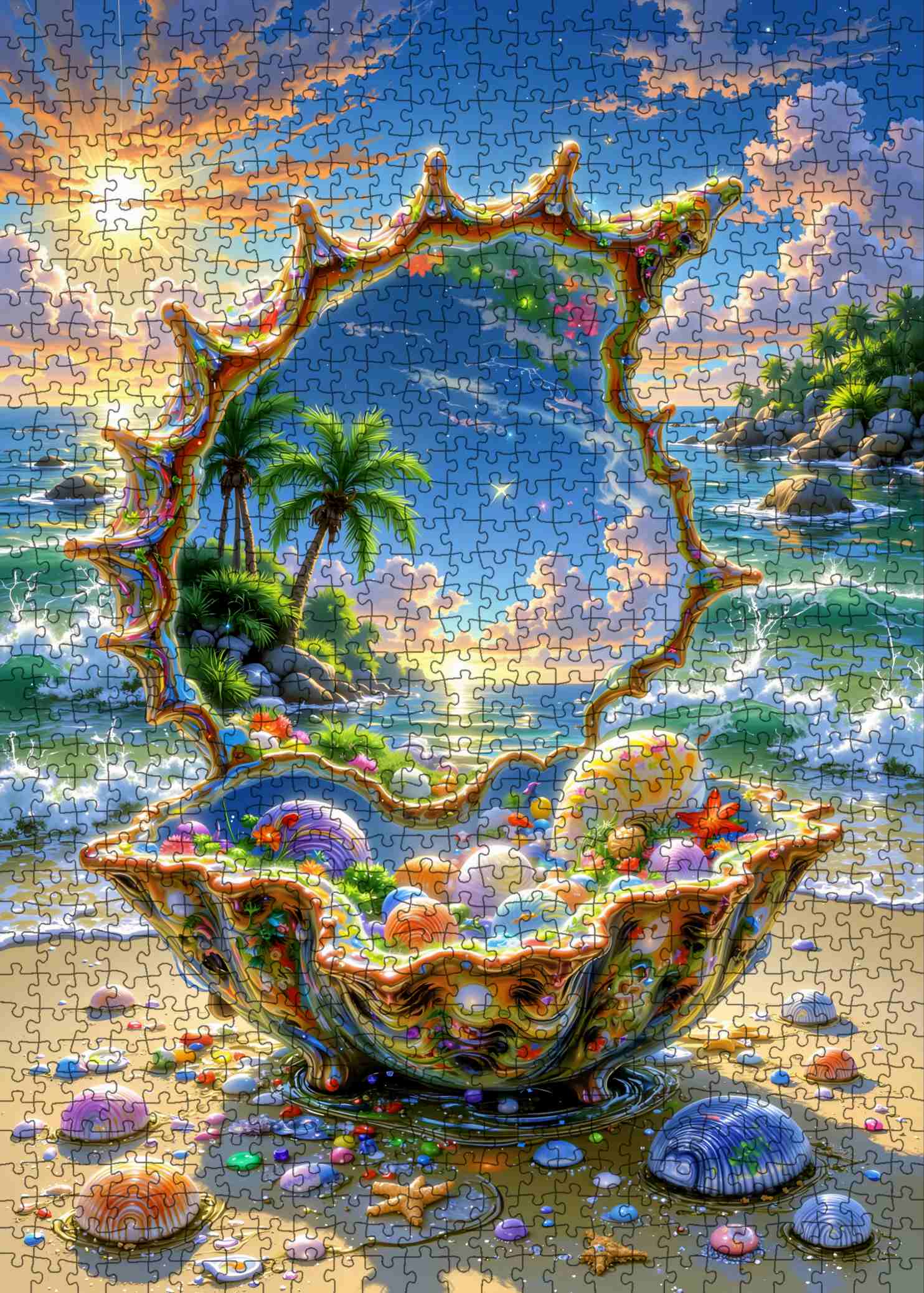 tucocoo-sunlit-tropical-cove-giant-seashell-puzzle-1000teile image 2
