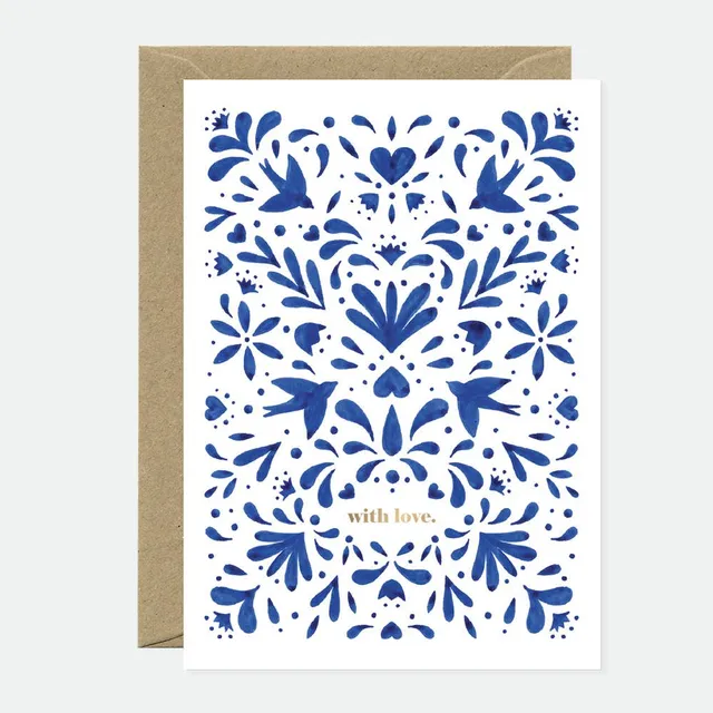 all-the-ways-to-say-blue-swallow-gru-karte-a6-mit-goldfolie image 1