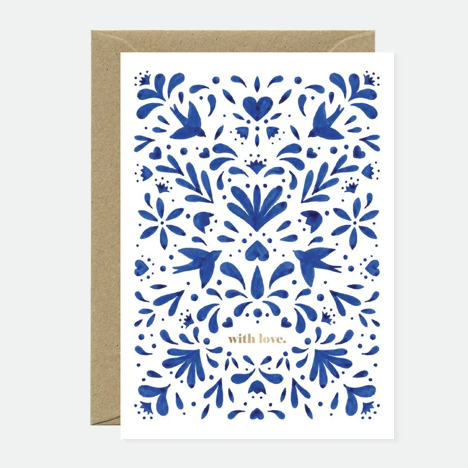 all-the-ways-to-say-blue-swallow-gru-karte-a6-mit-goldfolie image 1