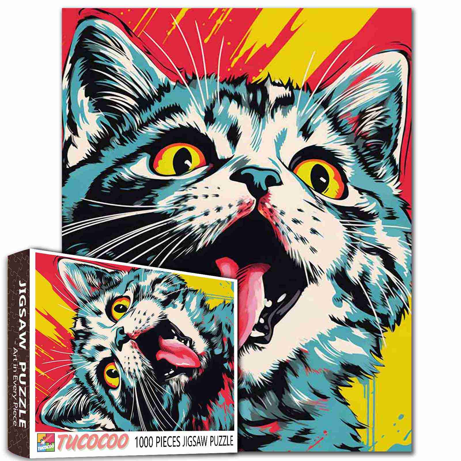 tucocoo-pop-art-cat-puzzle-1000-teile-katzenmotiv image 1