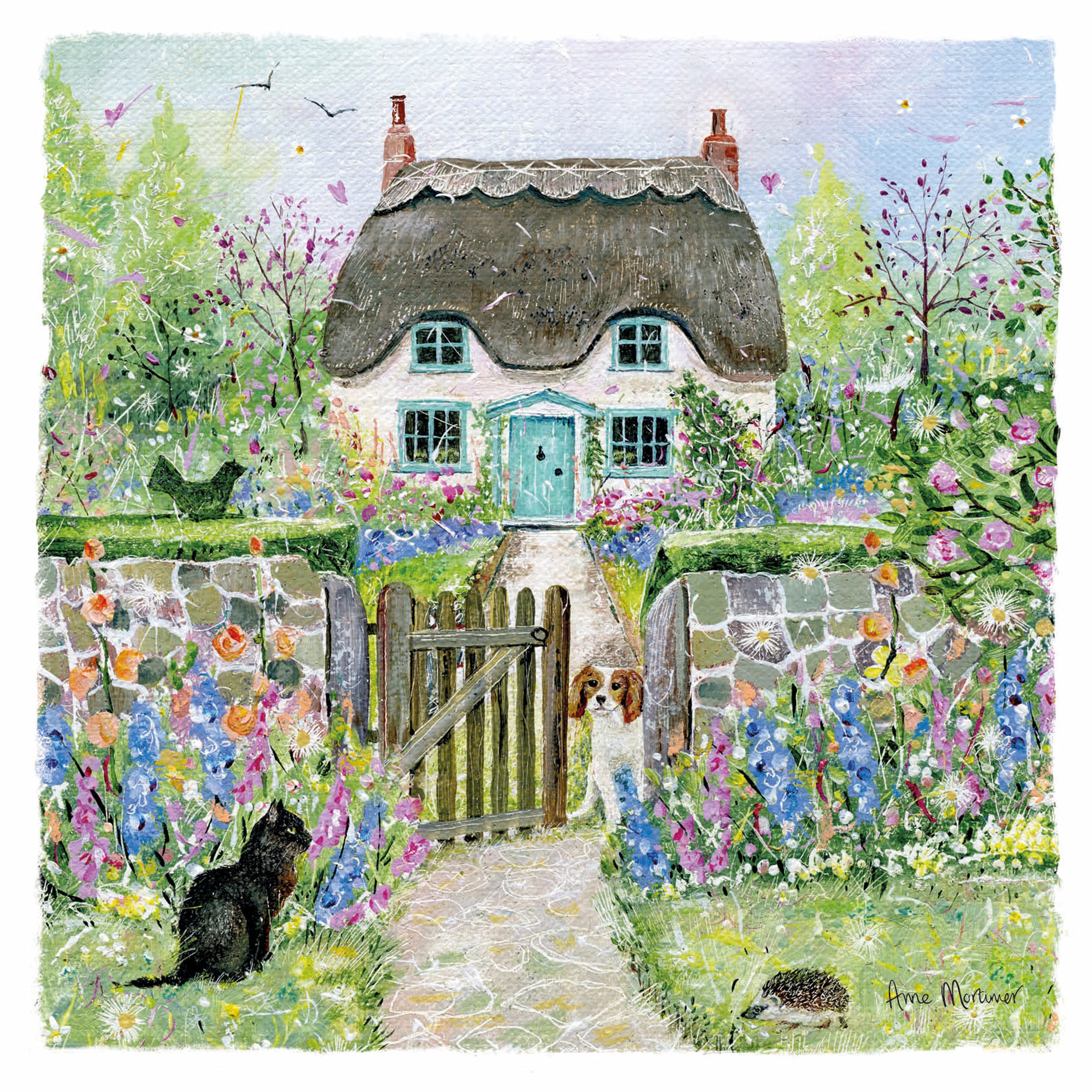 otter-house-country-lanes-grusskarte-country-cottage-katze-anne-mortimer image 1