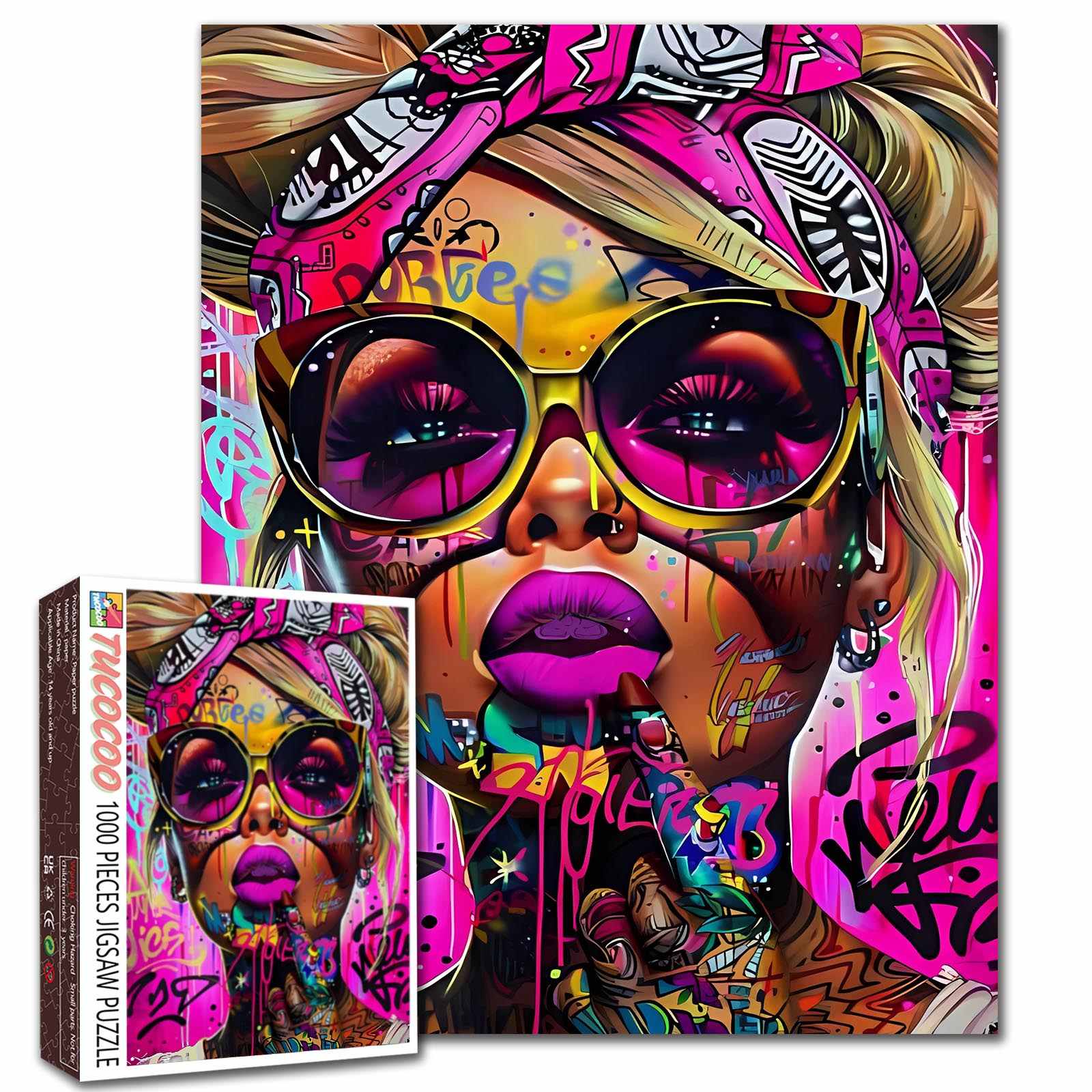 tucocoo-graffiti-diva-neon-puzzle-1000-teile-street-art image 1