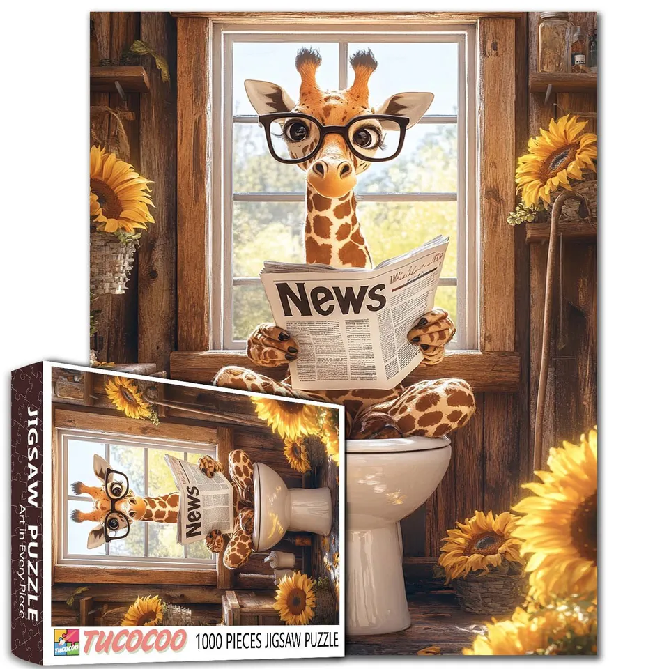 tucocoo-giraffe-reading-newspaper-puzzle-1000-teile-tiere image 1