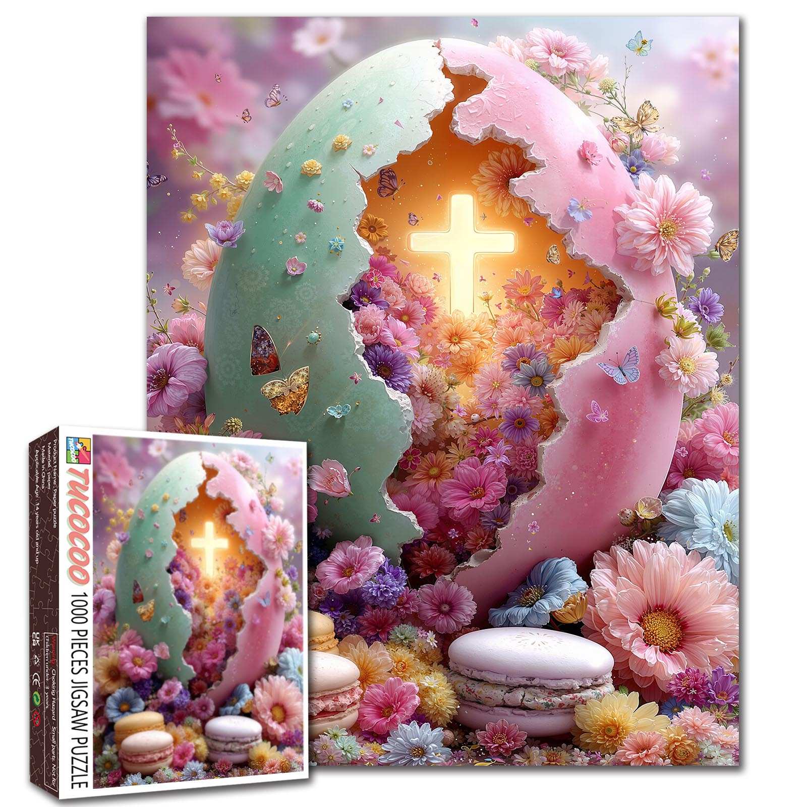 tucocoo-jigsaw-puzzles-floral-easter-bunny-silhouette-dream-puzzle-1000-teile-os image 1