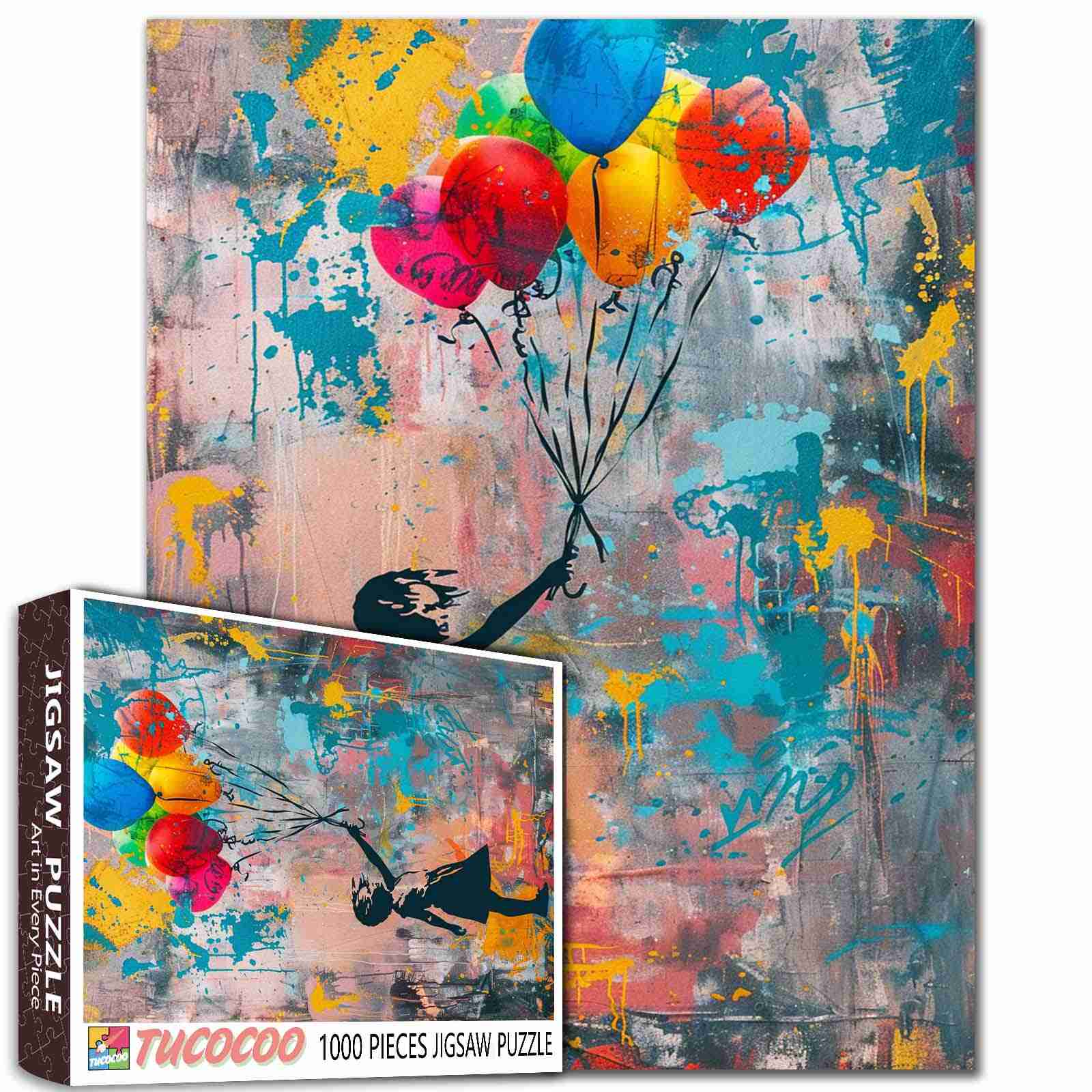 tucocoo-jigsaw-colorful-balloons-girl-puzzle-1000-teile-graffiti image 1
