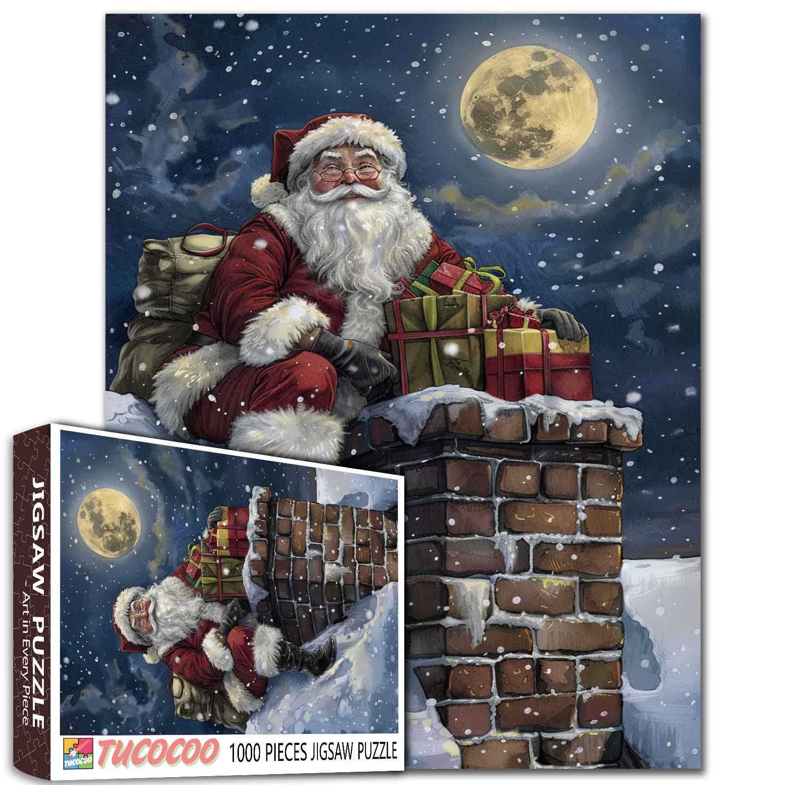 tucocoo-moonlit-rooftop-santa-puzzle-1000-teile-weihnachten image 1