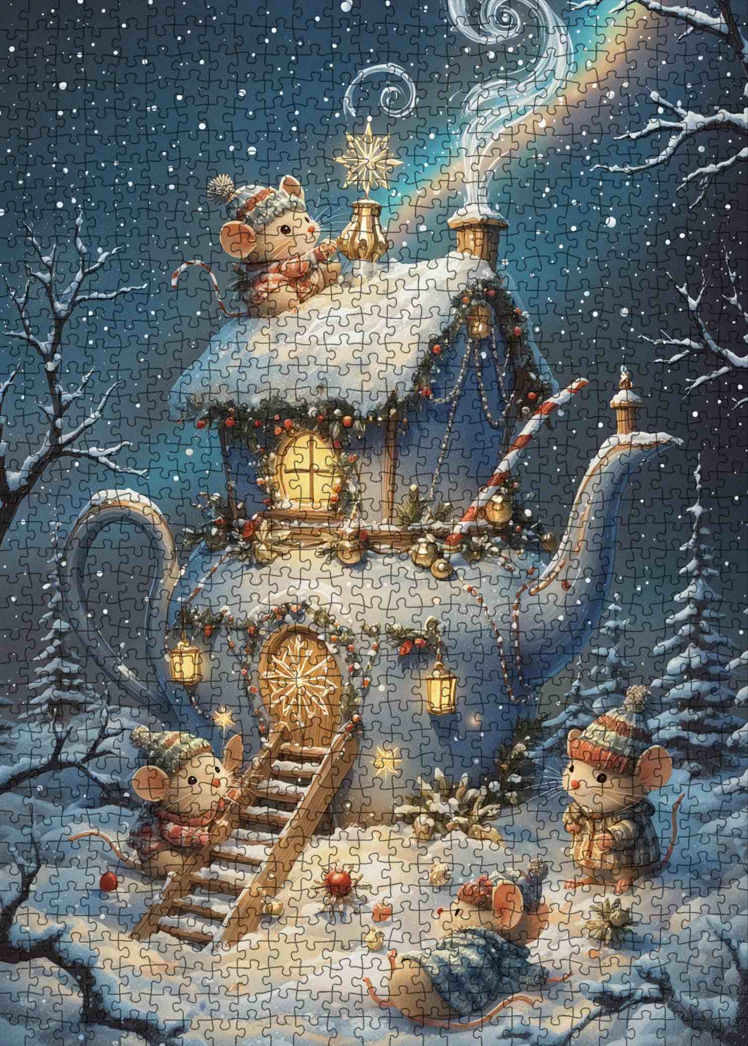tucocoo-winter-teapot-mouse-house-puzzle-1000-teile-weihnachten image 2