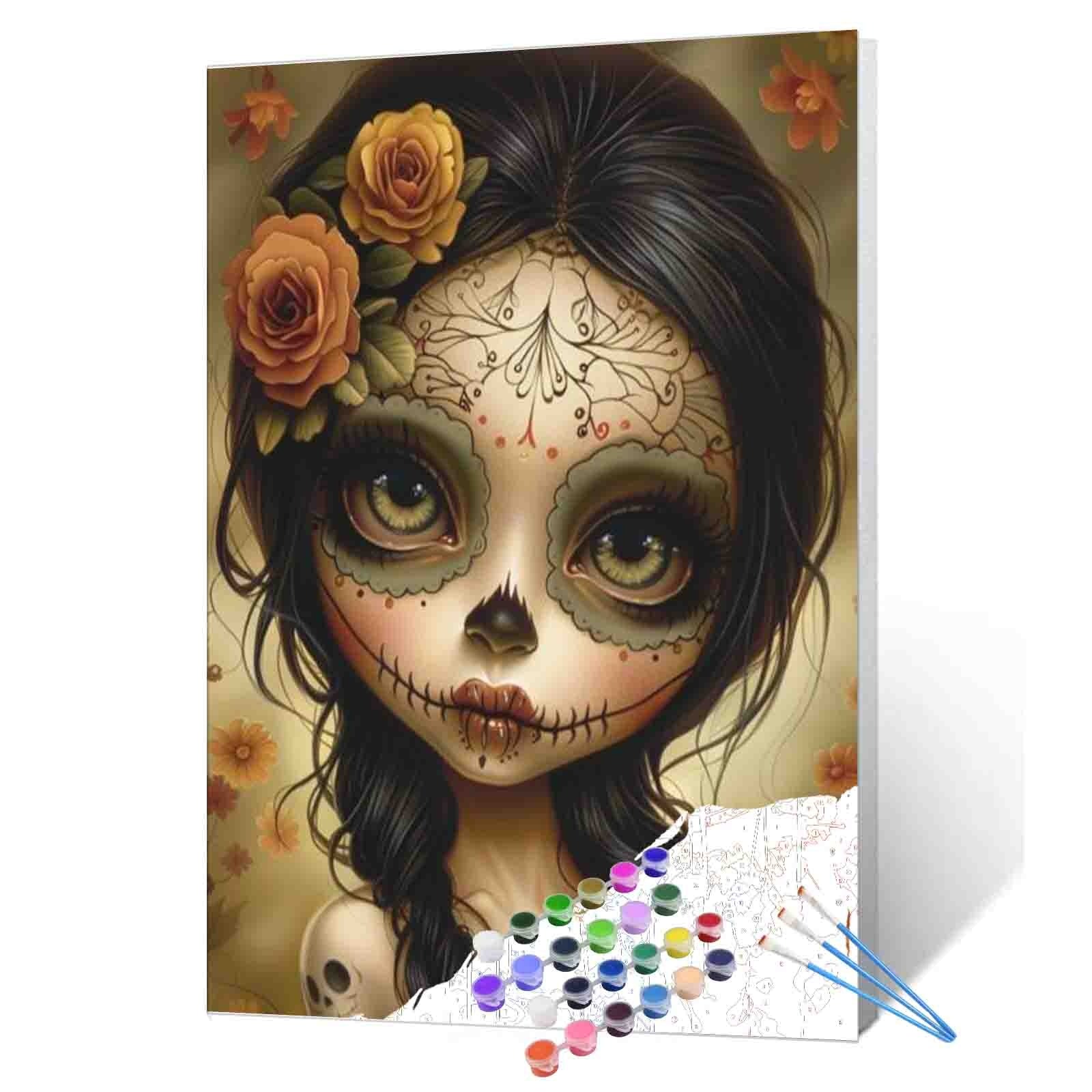 tucocoo-mystic-sugar-skull-girl-malen-nach-zahlen-ohne-rahmen image 1