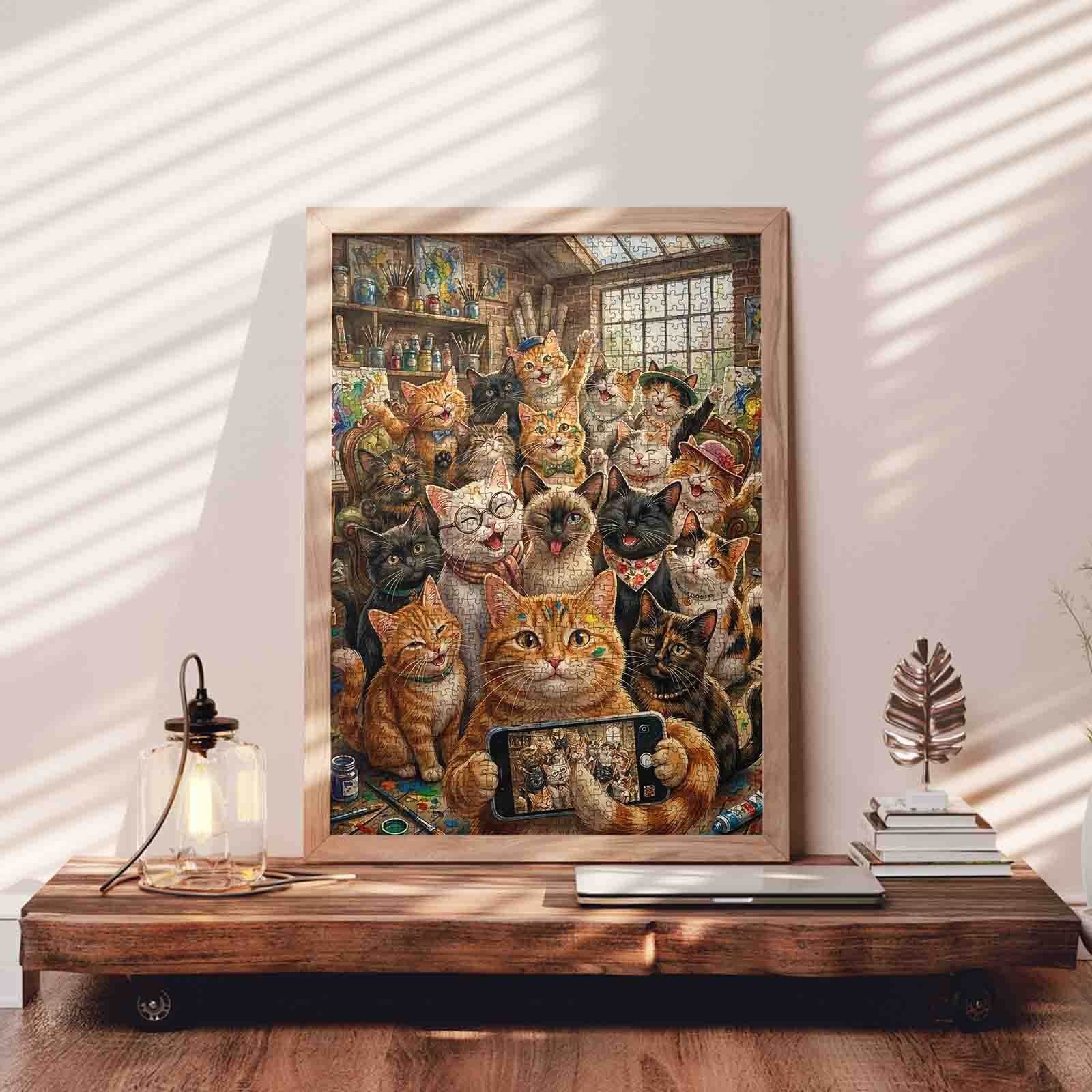 tucocoo-jigsaw-happy-cat-selfie-art-studio-puzzle-1000-teile image 3