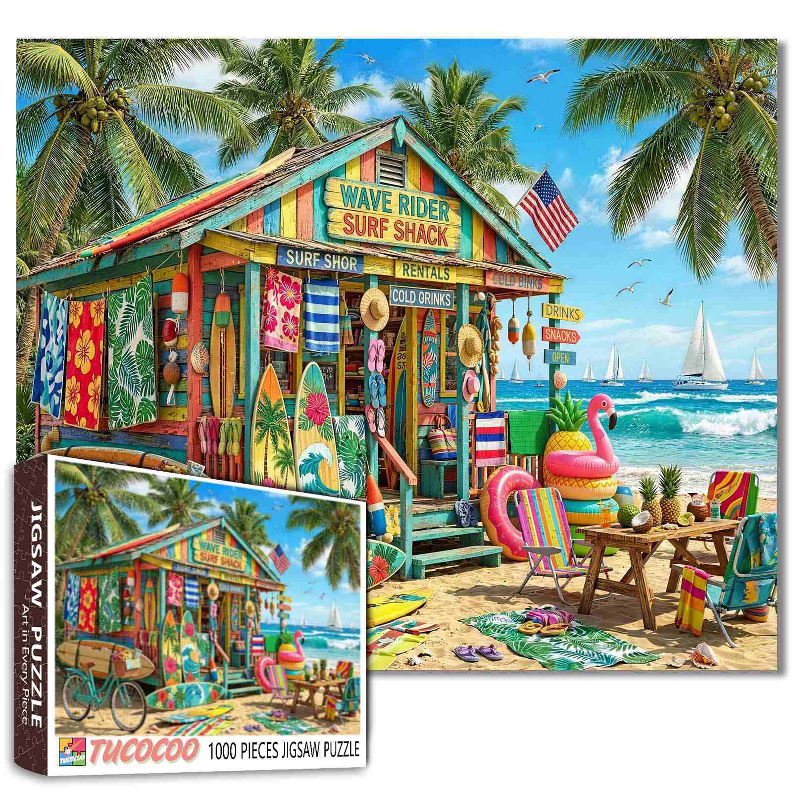 tucocoo-surf-shack-paradise-puzzle-1000-teile-strand-motiv image 1