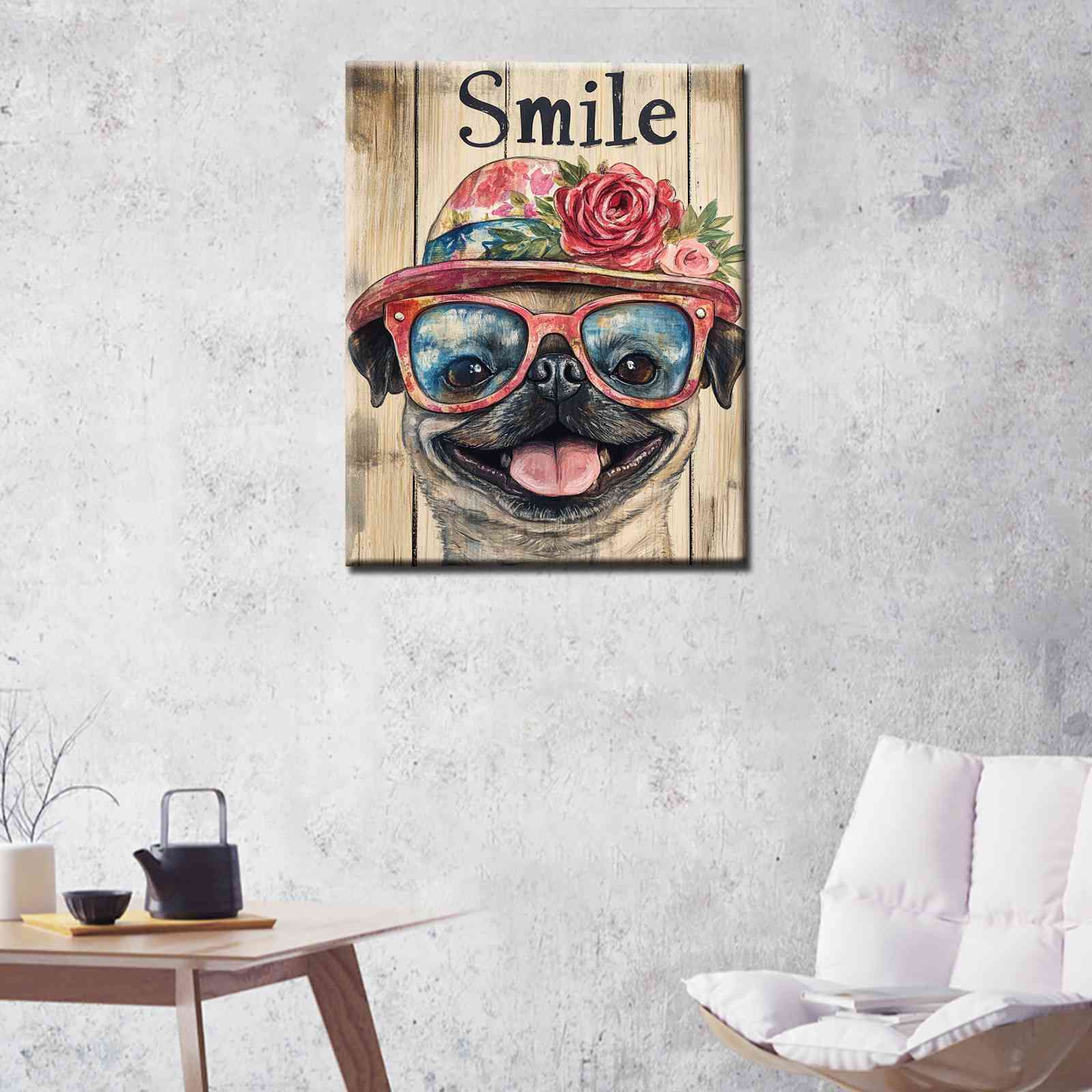 tucocoo-canvas-wall-art-mops-mit-hut-leinwandbild-30x40cm image 2