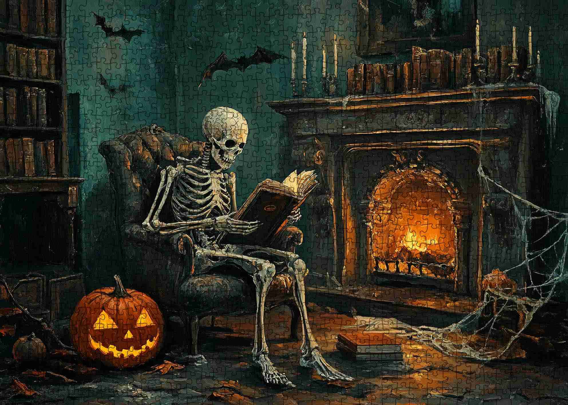 tucocoo-skeleton-reading-fireplace-puzzle-1000-teile image 2