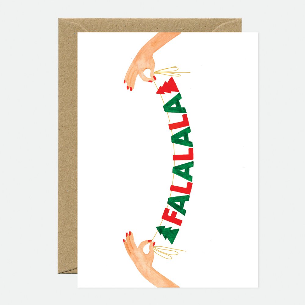 all-the-ways-to-say-falala-weihnachtskarte-a6-mit-girlanden-motiv image 1