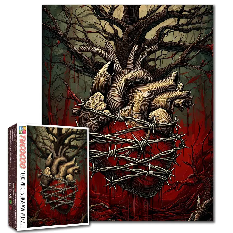 tucocoo-jigsaw-puzzles-dark-heart-puzzle-1000-teile-skull image 1