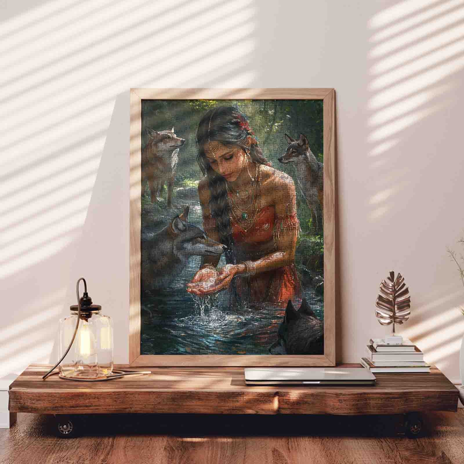 tucocoo-mystic-forest-woman-wolves-puzzle-1000-teile-wald image 3