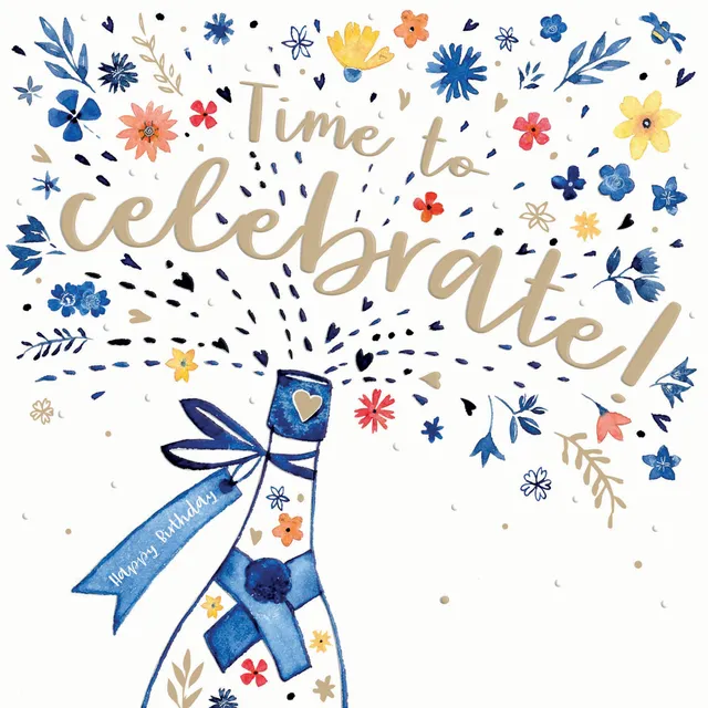 otter-house-blue-willow-celebrate-floral-geburtstagskarte image 1