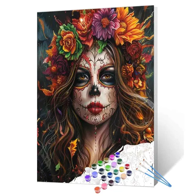 tucocoo-autumn-floral-skull-woman-malen-nach-zahlen-40x50-cm image 1