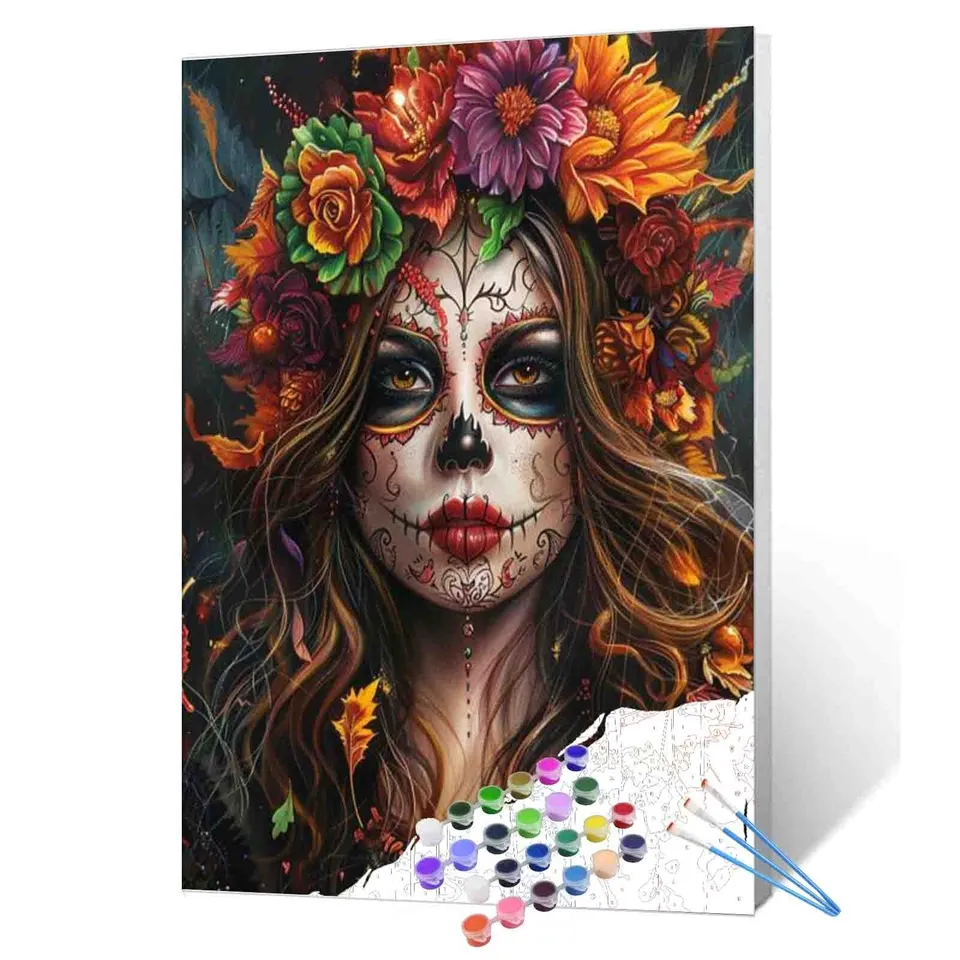 tucocoo-autumn-floral-skull-woman-malen-nach-zahlen-40x50-cm image 1