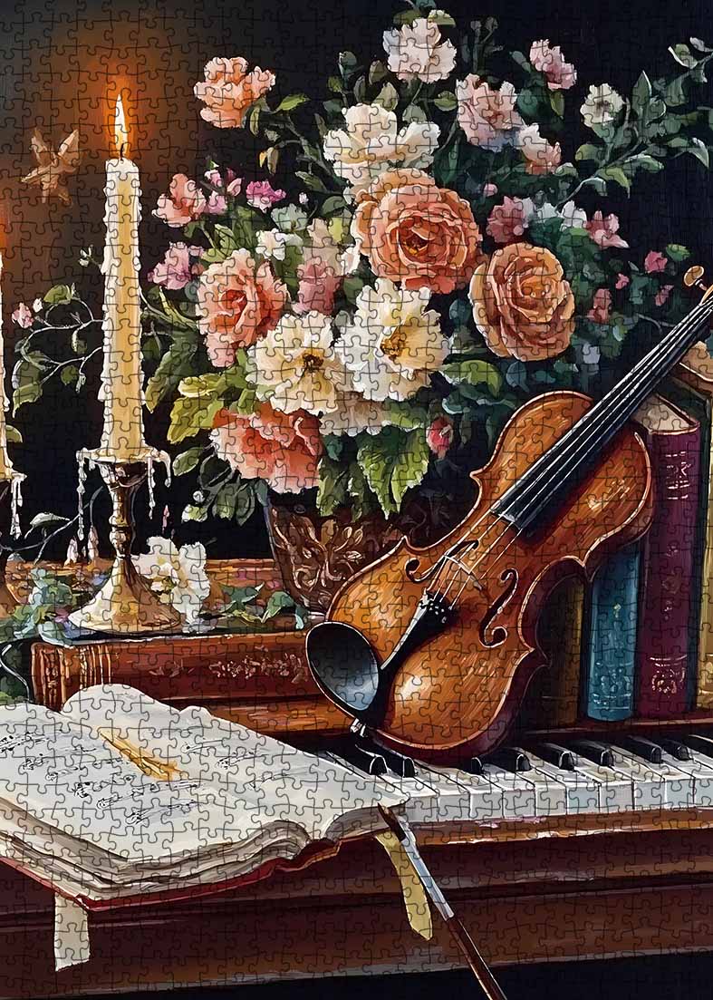 tucocoo-romantic-violin-and-roses-puzzle-1000-teile-blumen image 2