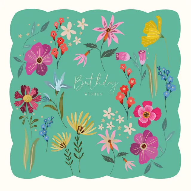 otter-house-fairy-bells-grusskarte-turquoise-floral image 1