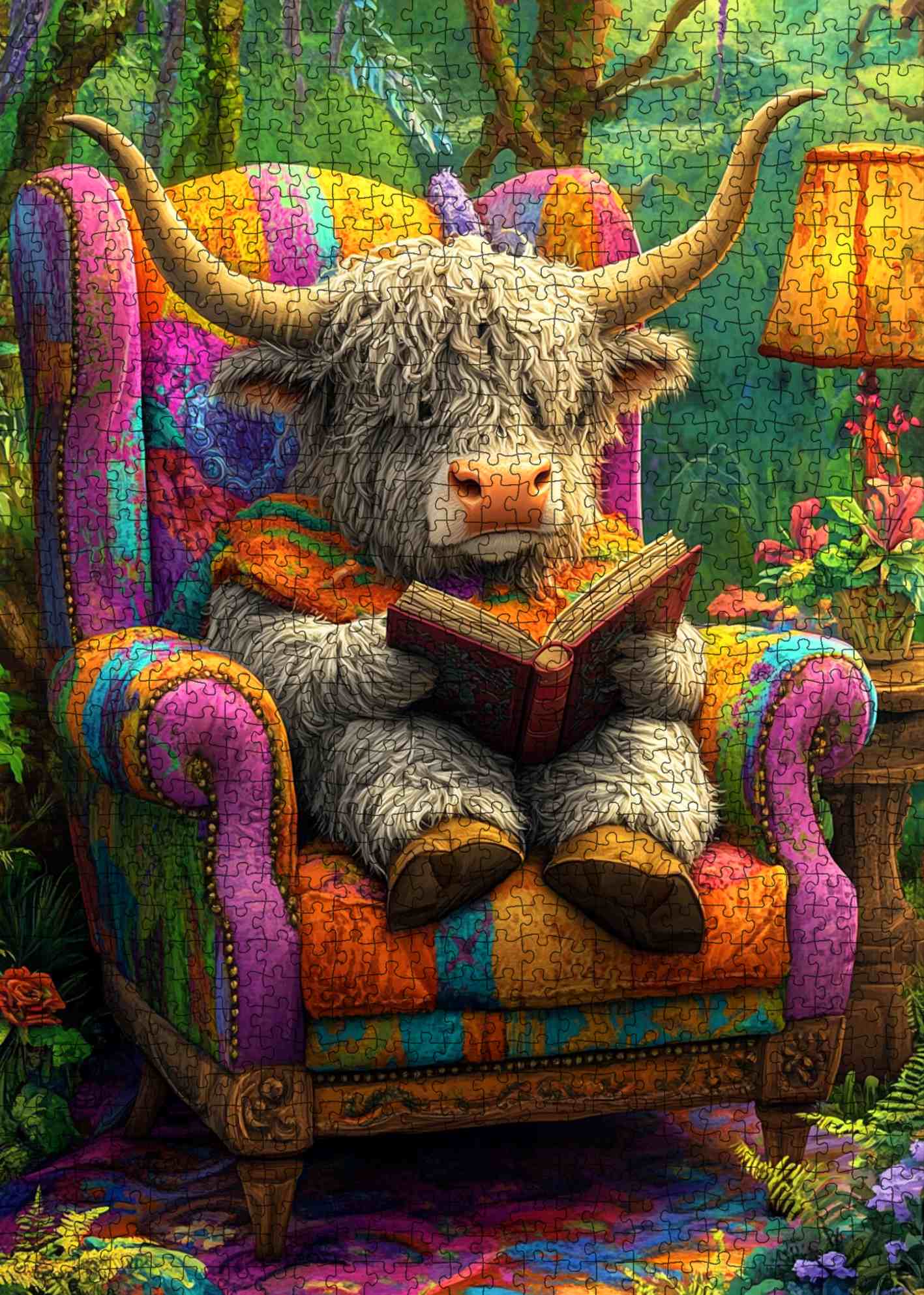 tucocoo-highland-cow-reading-puzzle-1000-teile-kuh image 2
