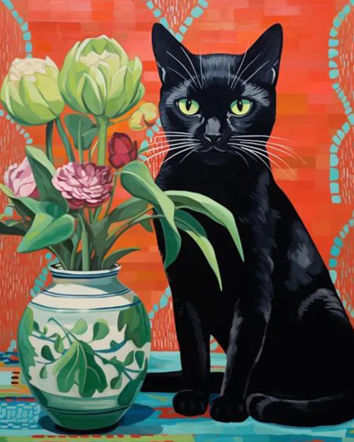 tucocoo-black-cat-floral-vase-malen-nach-zahlen-40x50cm-katze image 2