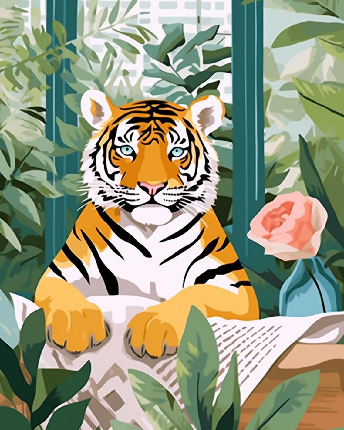 tucocoo-paint-by-numbers-tiger-reading-newspaper-malen-nach-zahlen-40x50-tier image 2