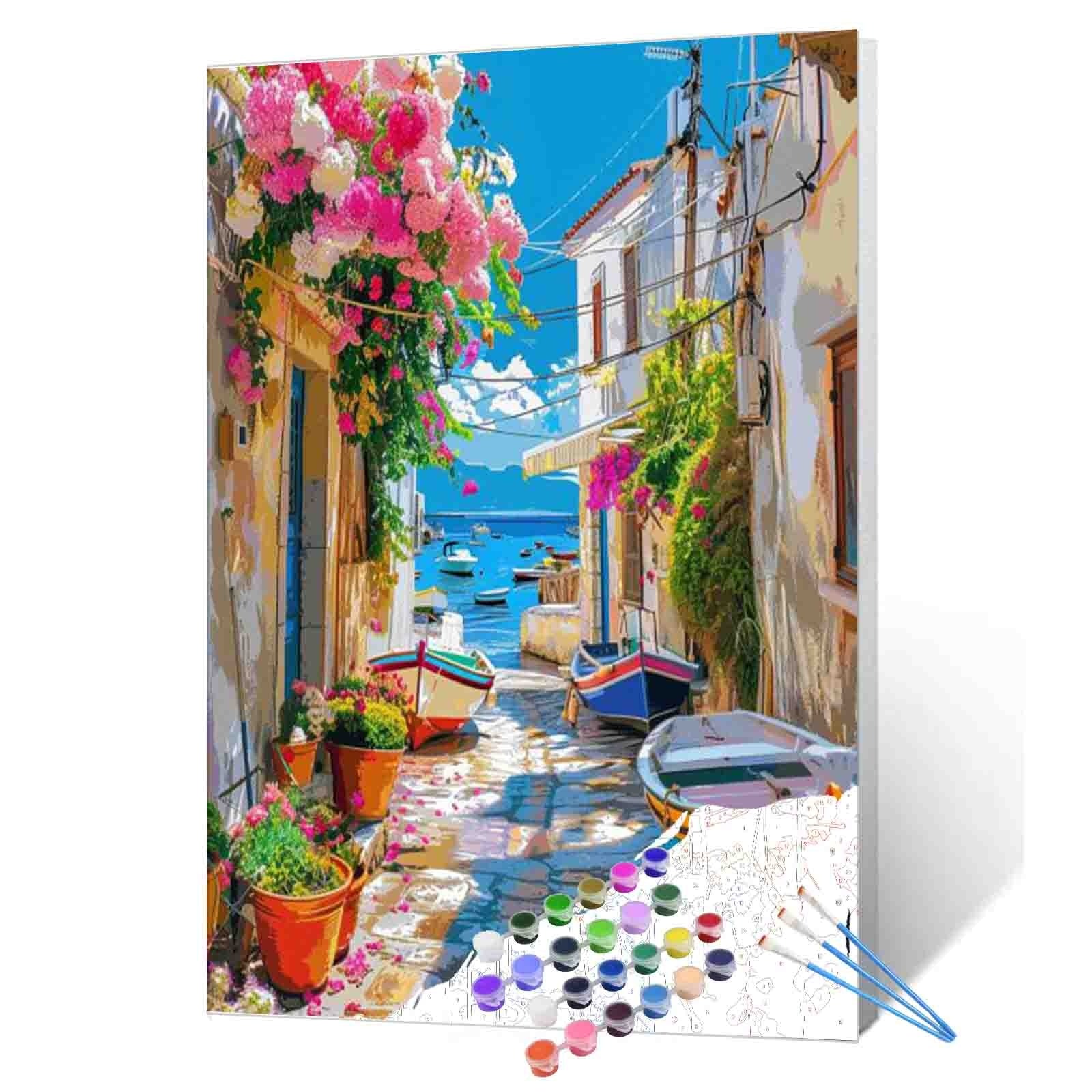 tucocoo-mediterranean-boat-alley-malen-nach-zahlen-landschaft-40x50-ohne-rahmen image 1