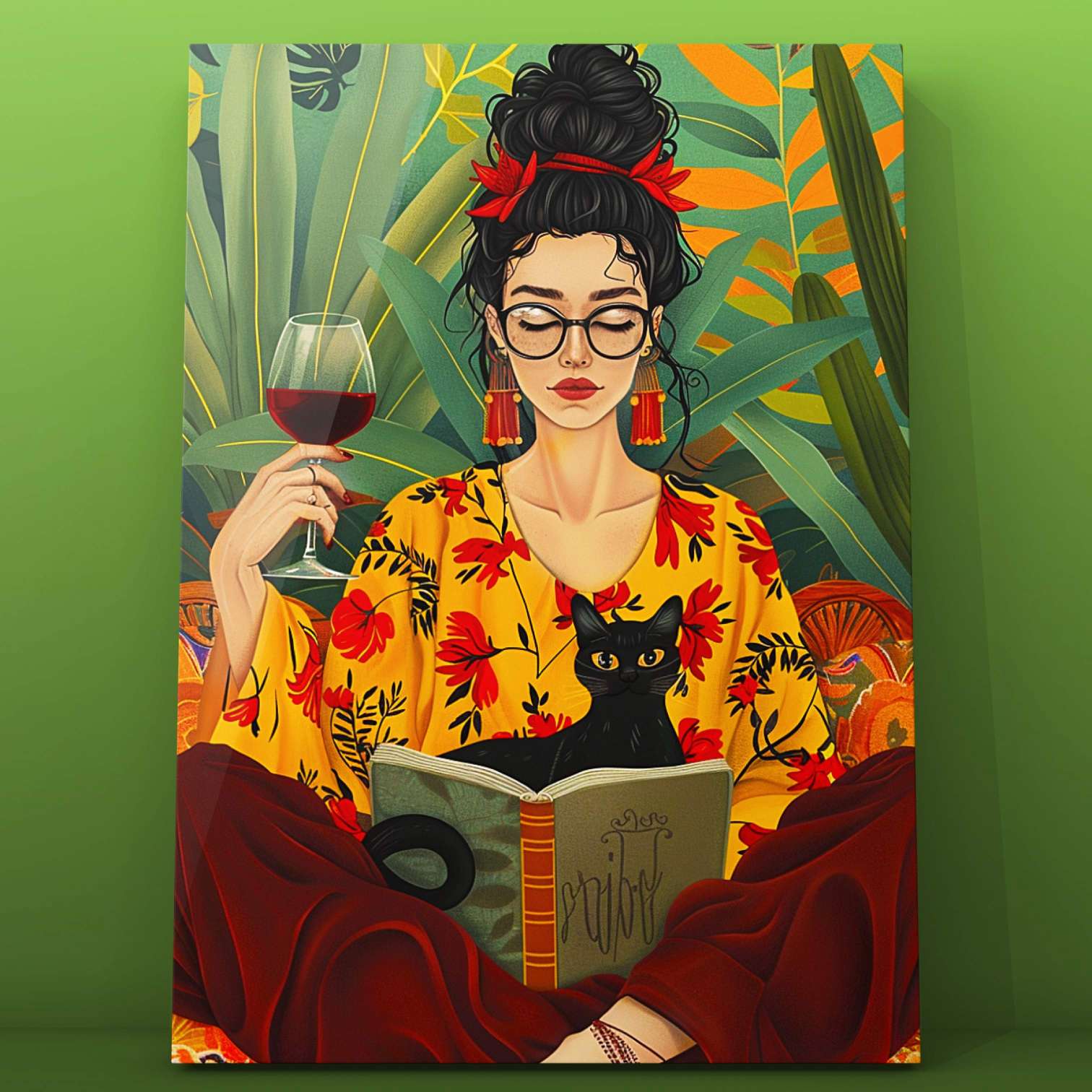 tucocoo-stylish-woman-reading-with-black-cat-malen-nach-zahlen-40x50 image 2