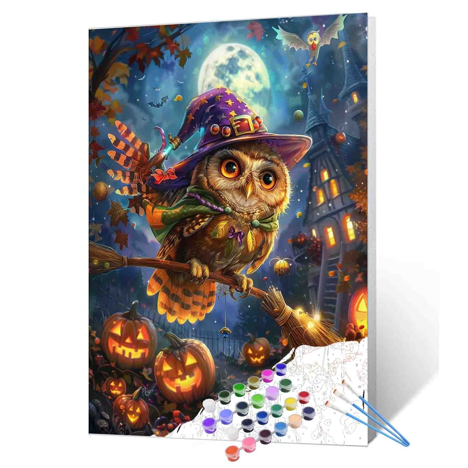 tucocoo-flying-halloween-owl-malen-nach-zahlen-ohne-rahmen-eule image 1