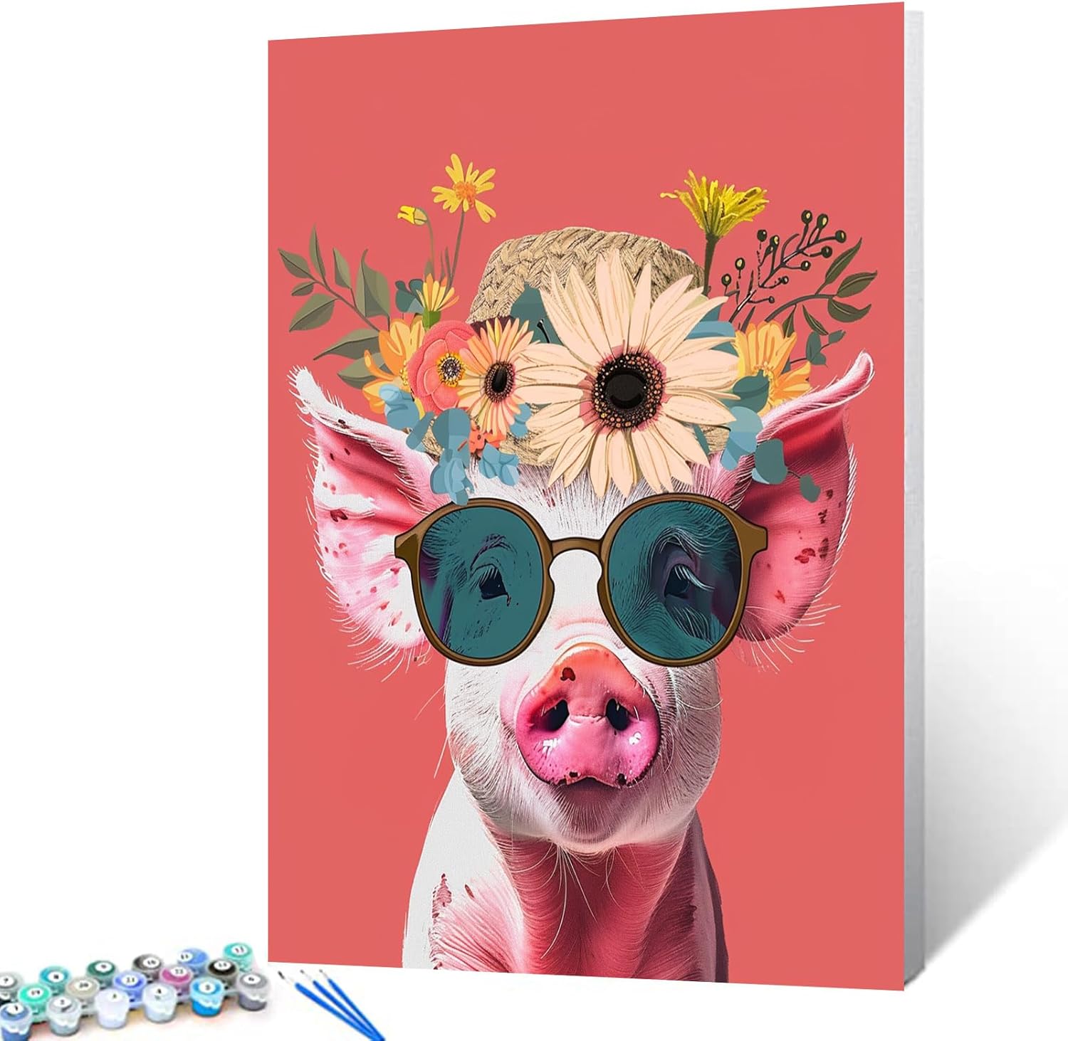 tucocoo-paint-by-numbers-schwein-sonnenbrille-malset-40x50 image 1