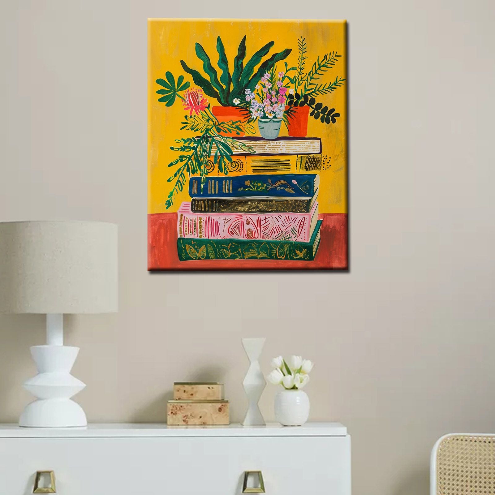 tucocoo-stacked-books-with-greenery-malen-nach-zahlen-40x50 image 3