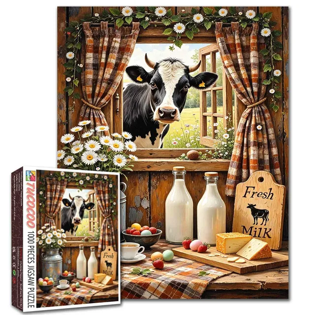 tucocoo-fresh-farmhouse-cow-puzzle-1000-teile-kuh-fenster image 1