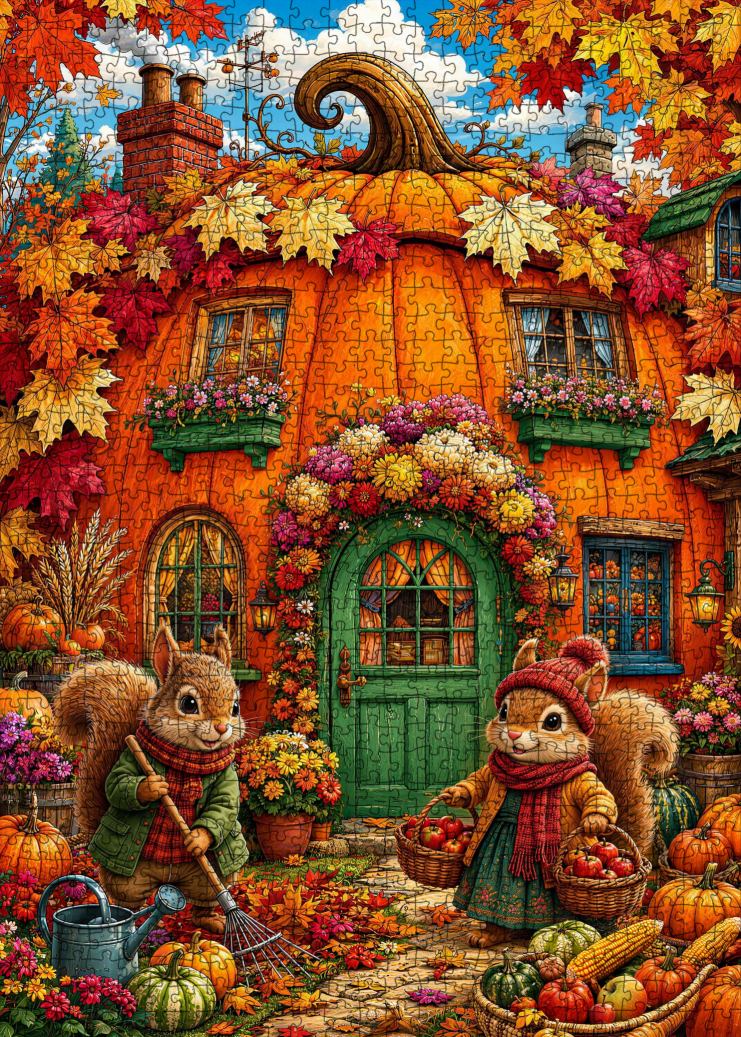 tucocoo-autumn-pumpkin-cottage-squirrels-puzzle-1000-teile image 2