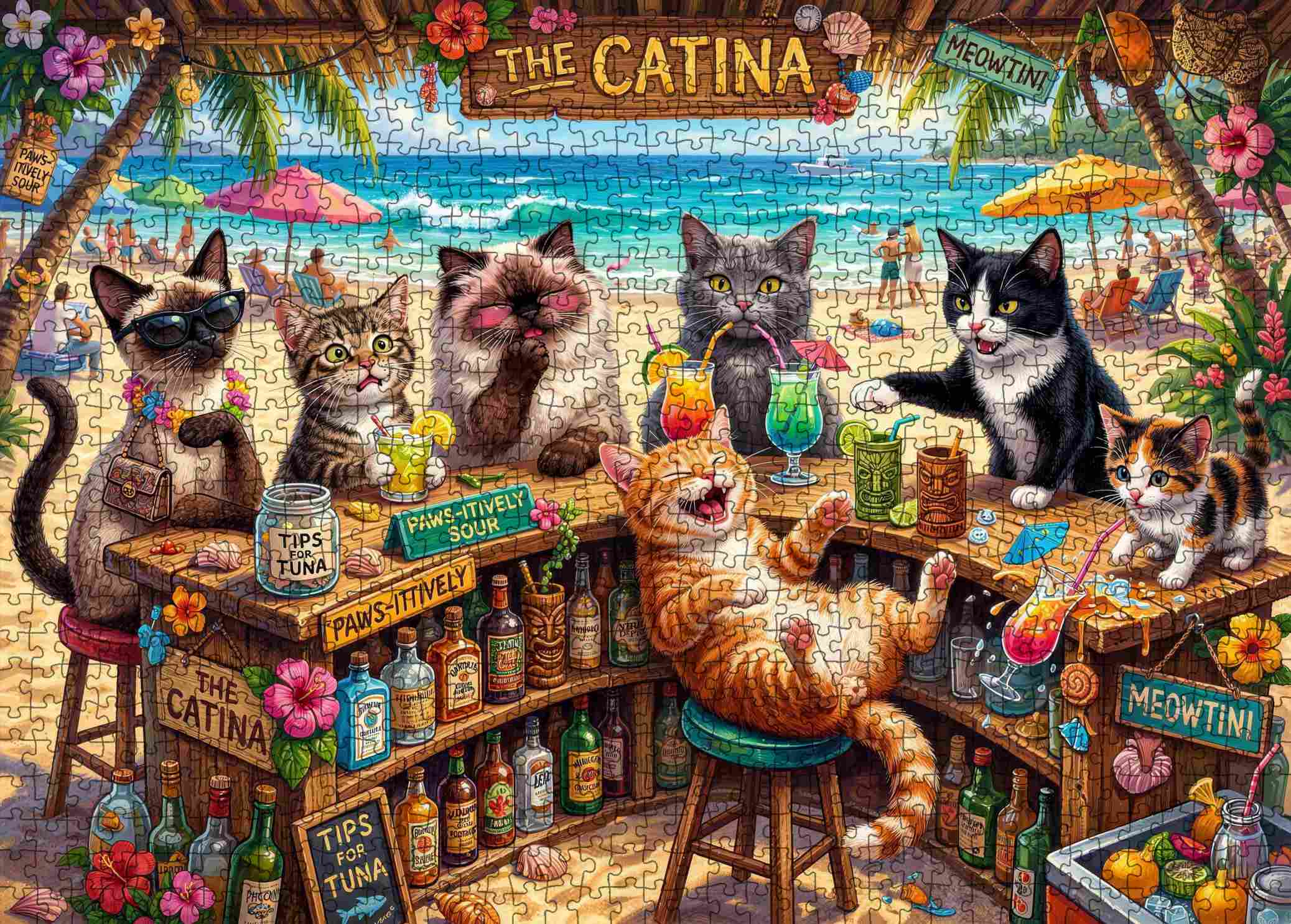 tucocoo-beachside-cat-cocktail-party-puzzle-1000-teile-strand image 2