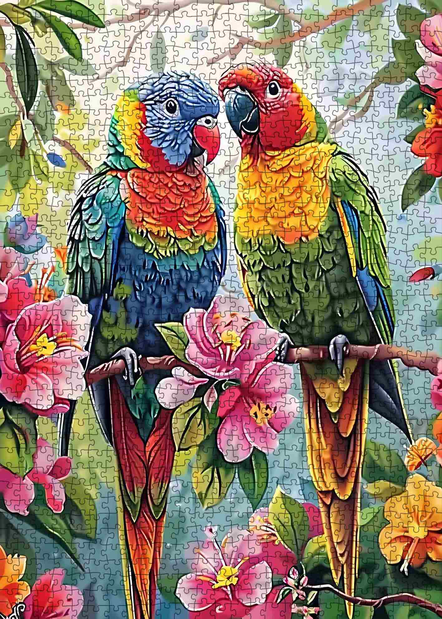tucocoo-colorful-parrots-on-branch-puzzle-1000-teile-papagei image 2