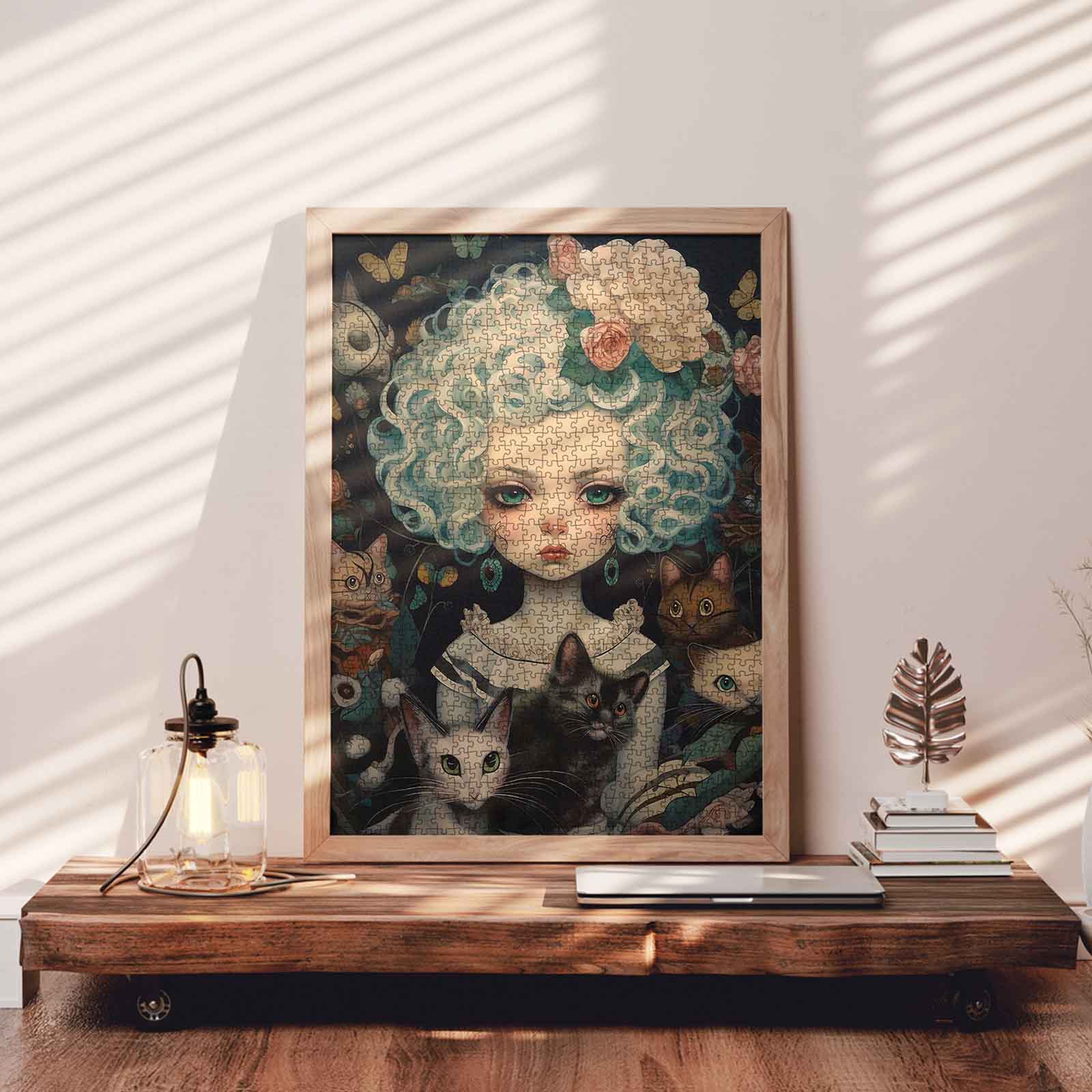 tucocoo-curly-haired-girl-with-cats-puzzle-1000-teile-katzen image 3