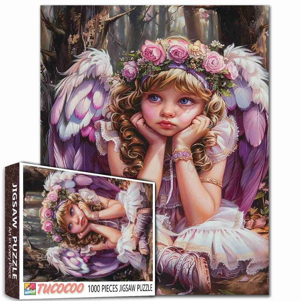 tucocoo-jigsaw-fairy-girl-puzzle-1000-teile-blumenkranz image 1