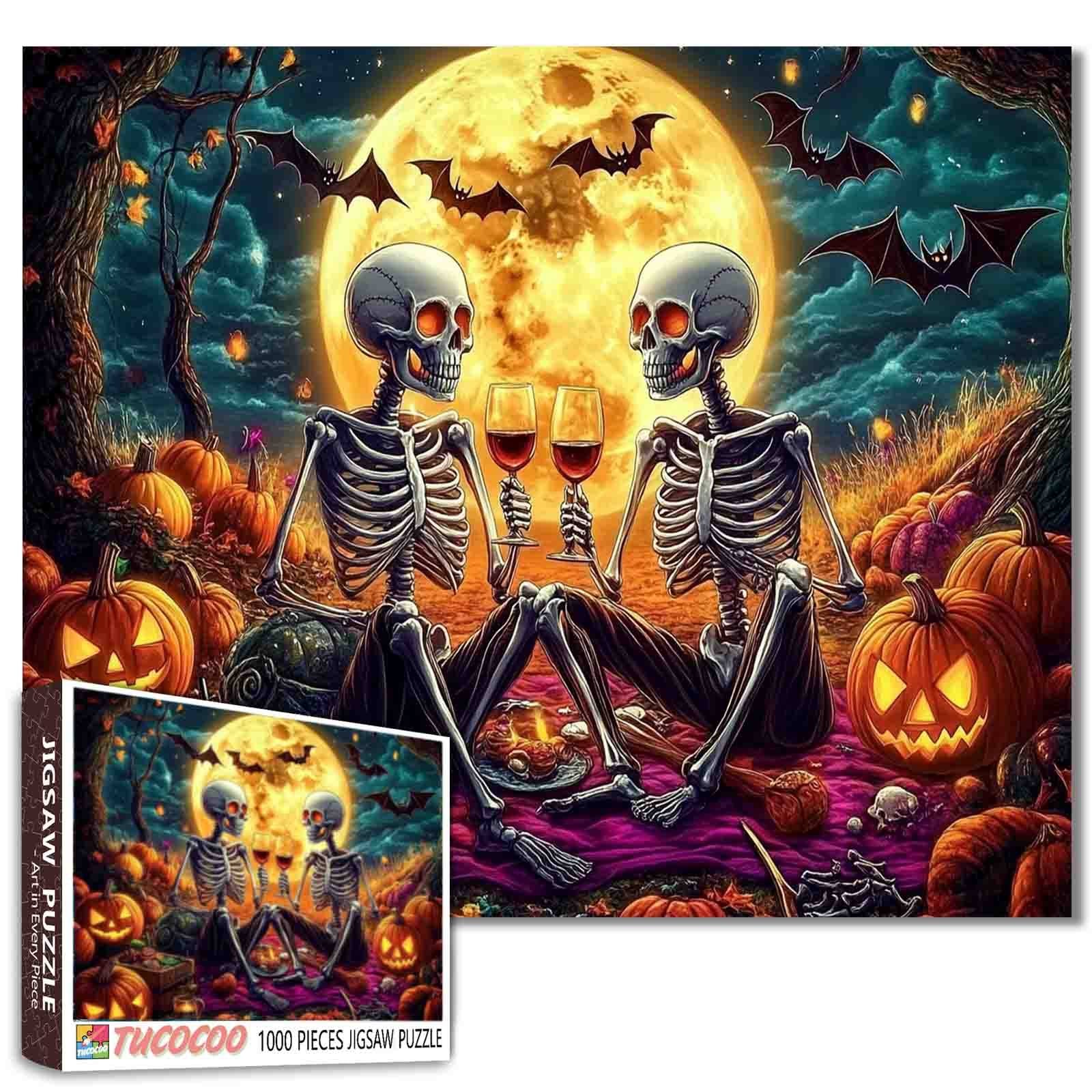 tucocoo-jigsaw-moonlit-skeleton-halloween-toast-puzzle-1000-teile-skelett image 1