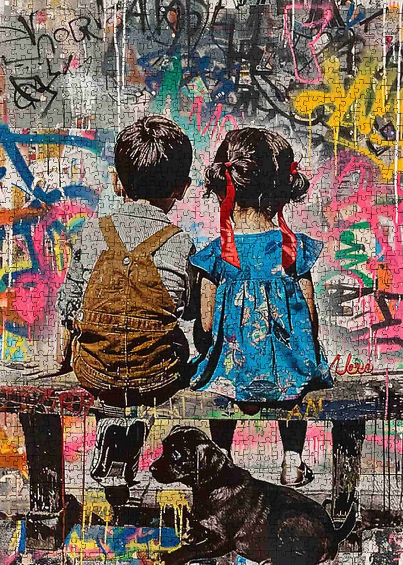 tucocoo-children-with-dog-in-graffiti-puzzle-1000-teile-streetart image 2