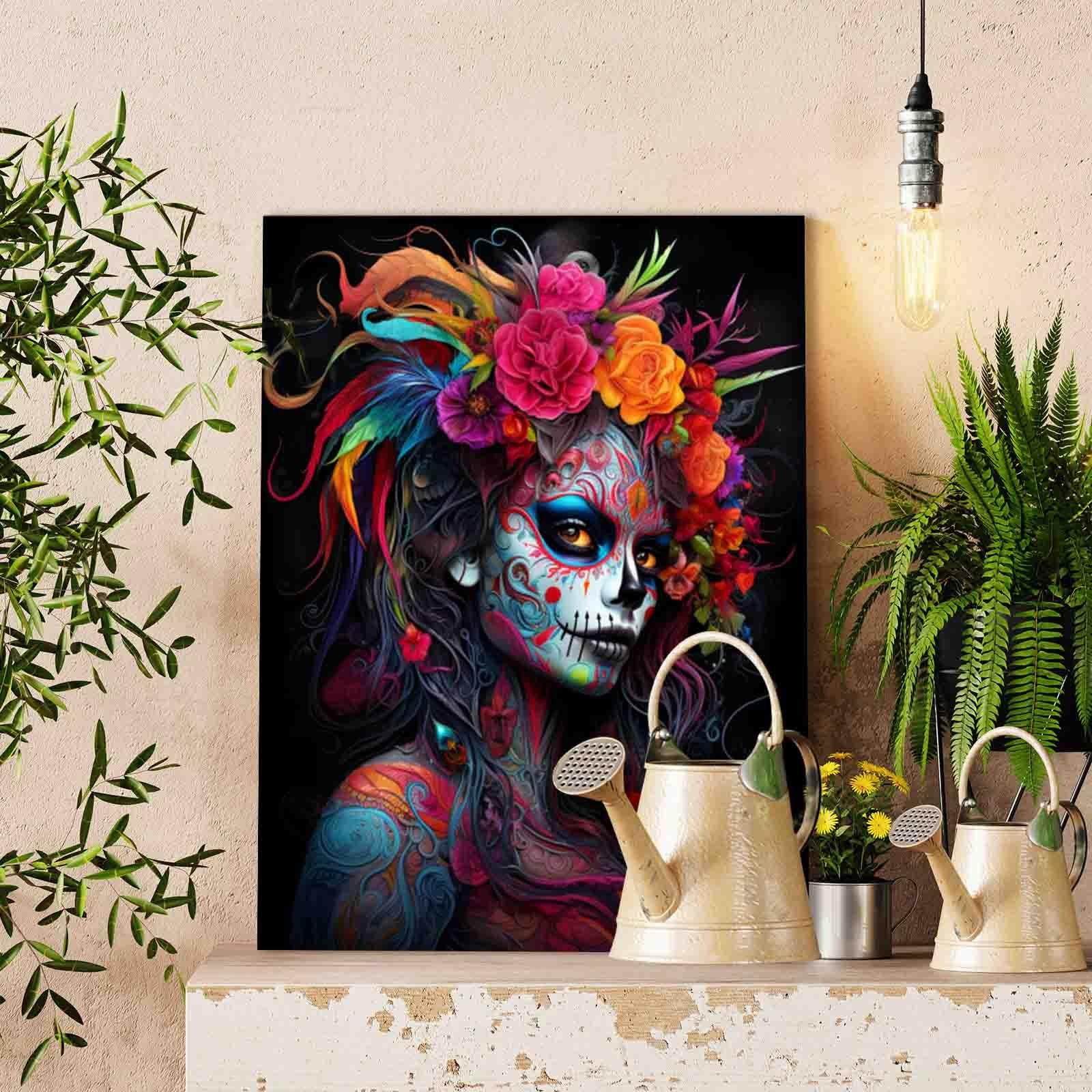 tucocoo-paint-by-numbers-vibrant-floral-skull-goddess-malset-ohne-rahmen image 2