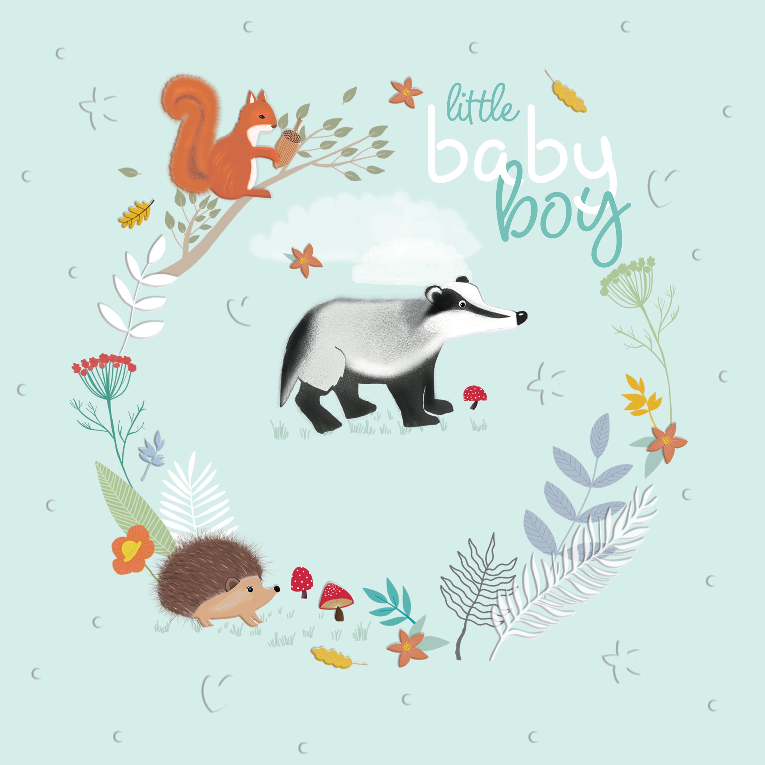 otter-house-greetings-cards-new-baby-boy-woodland-gru-karte image 1