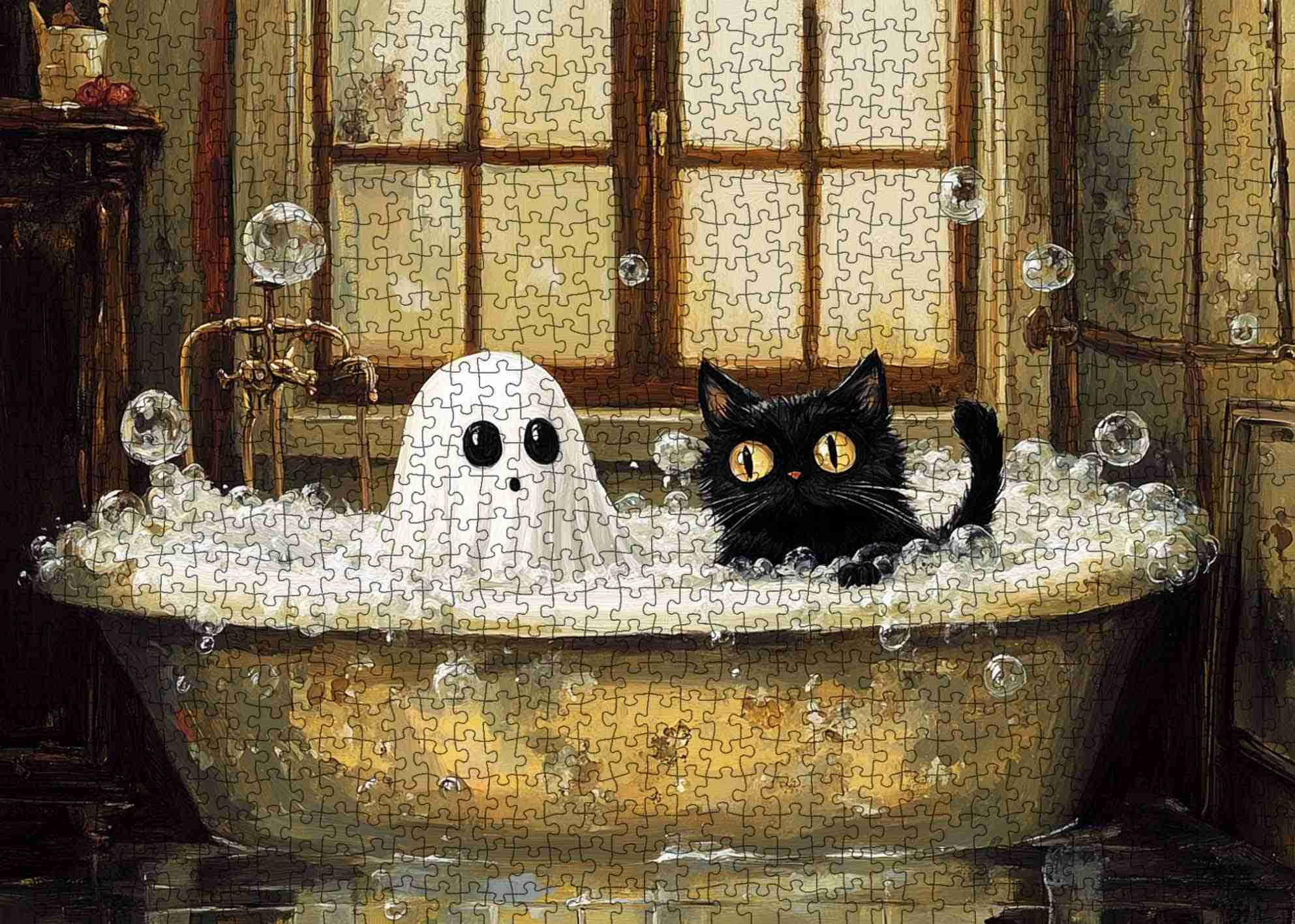 tucocoo-ghost-black-cat-bathtime-puzzle-1000-teile image 2